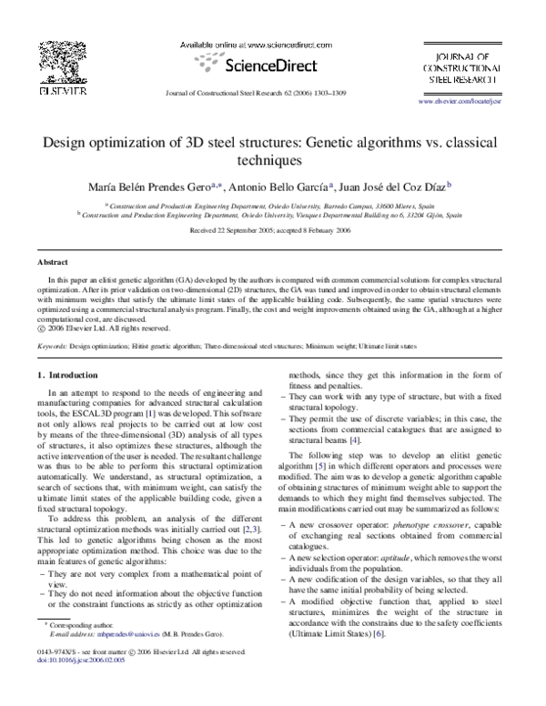 (PDF) Design optimization of 3D steel structures: Genetic algorithms vs ...