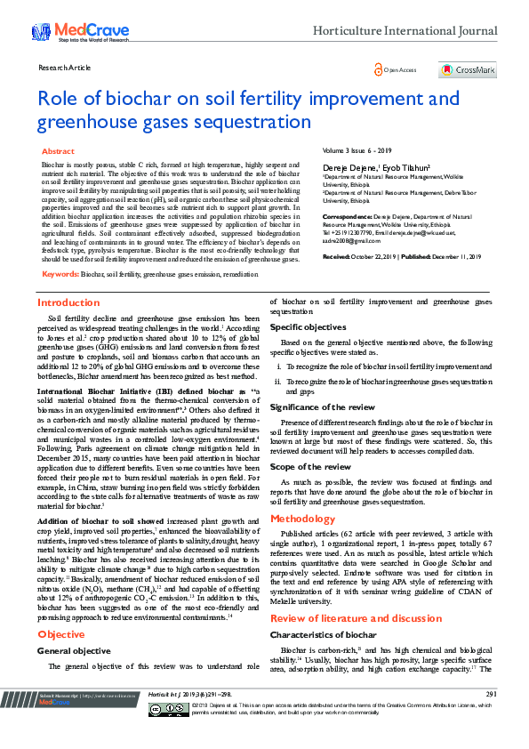 (PDF) Role of biochar on soil fertility improvement and greenhouse ...