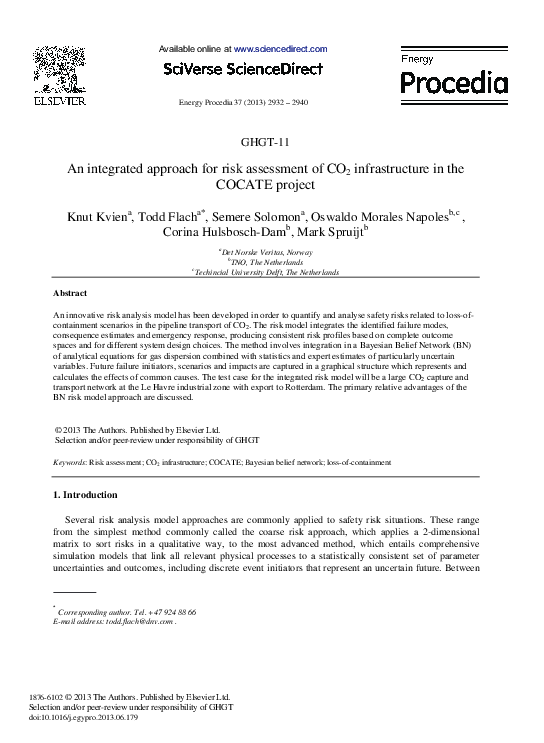 (PDF) An Integrated Approach for Risk Assessment of CO2 Infrastructure ...