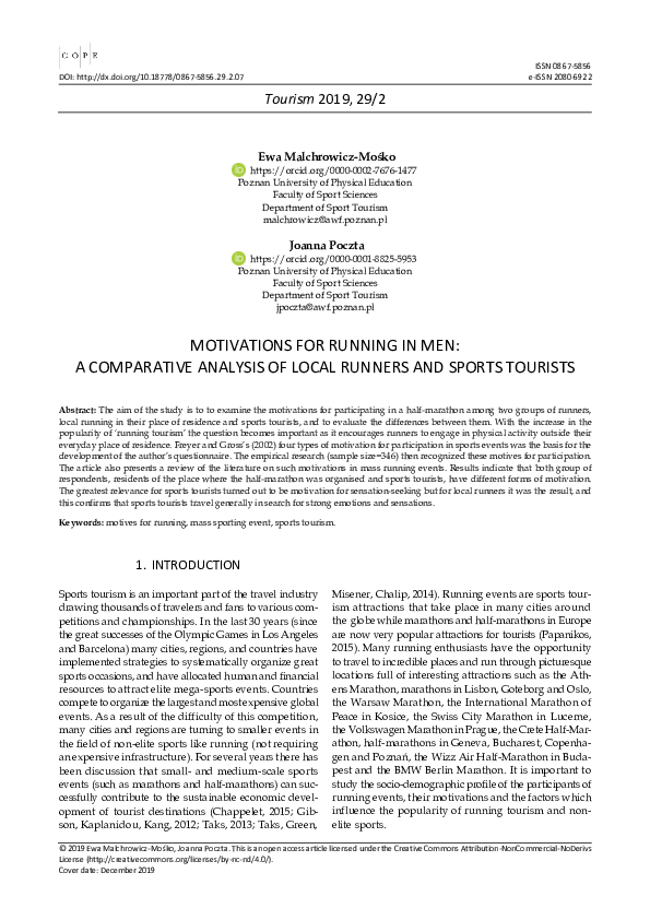 (PDF) Motivations for running in men: A comparative analysis of local ...