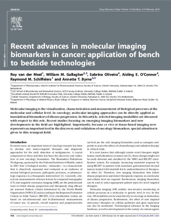 (PDF) Recent advances in molecular imaging biomarkers in cancer ...