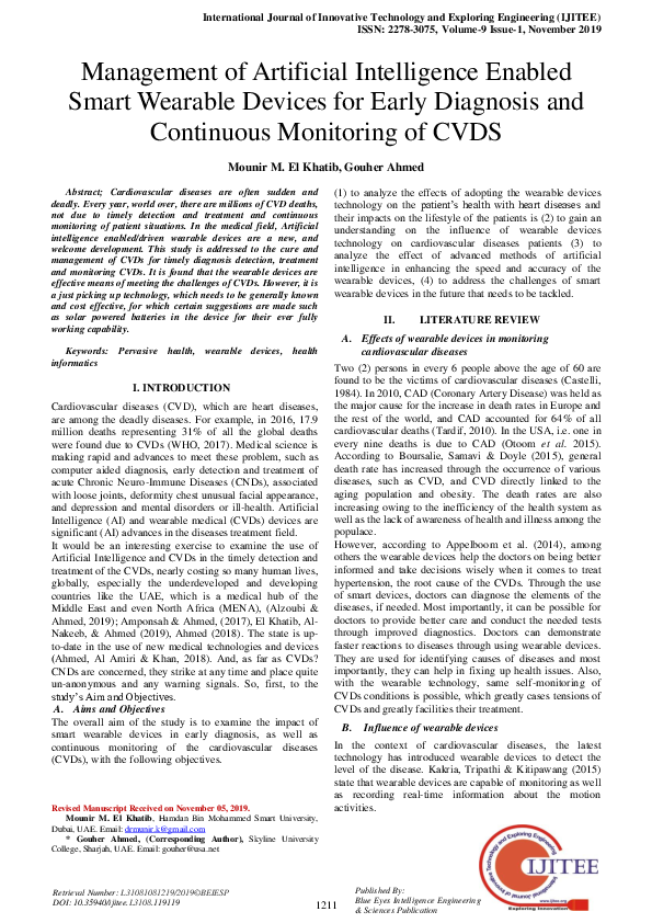 (PDF) Management of Artificial Intelligence Enabled Smart Wearable ...