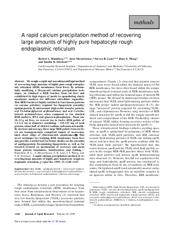 (PDF) A rapid calcium precipitation method of recovering large amounts ...