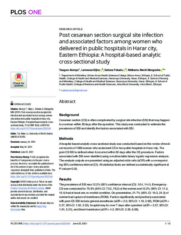 (PDF) Post cesarean section surgical site infection and associated ...