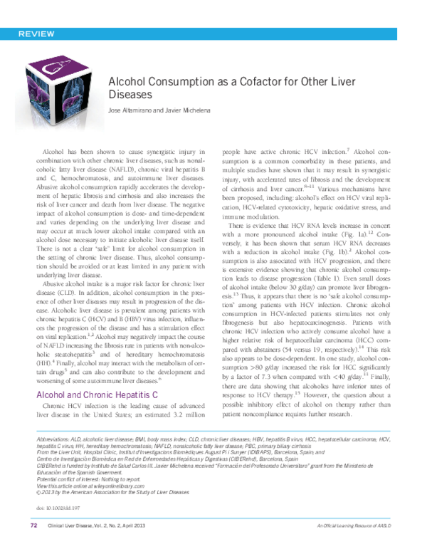(PDF) Alcohol consumption as a cofactor for other liver diseases