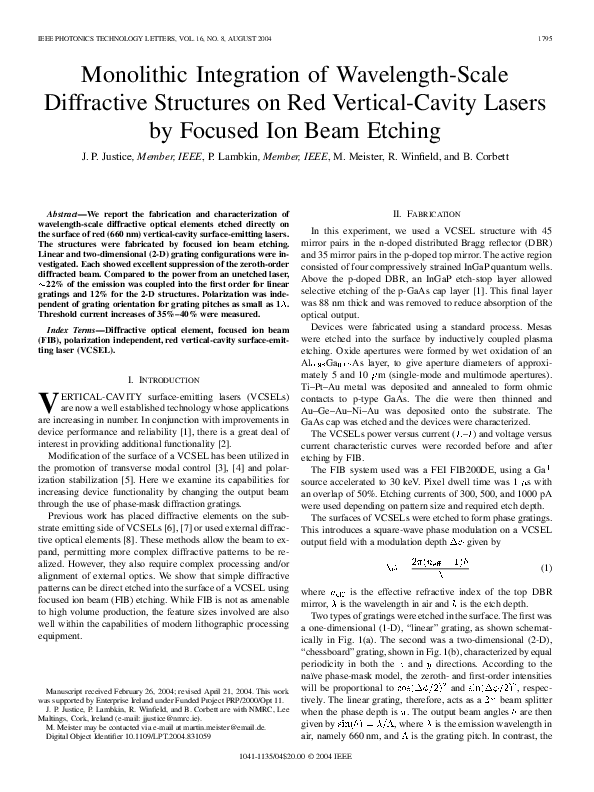(PDF) Monolithic Integration of Wavelength-Scale Diffractive Structures ...