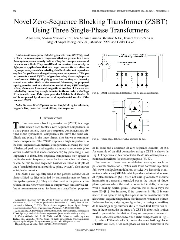 (PDF) Novel Zero-Sequence Blocking Transformer (ZSBT) Using Three ...
