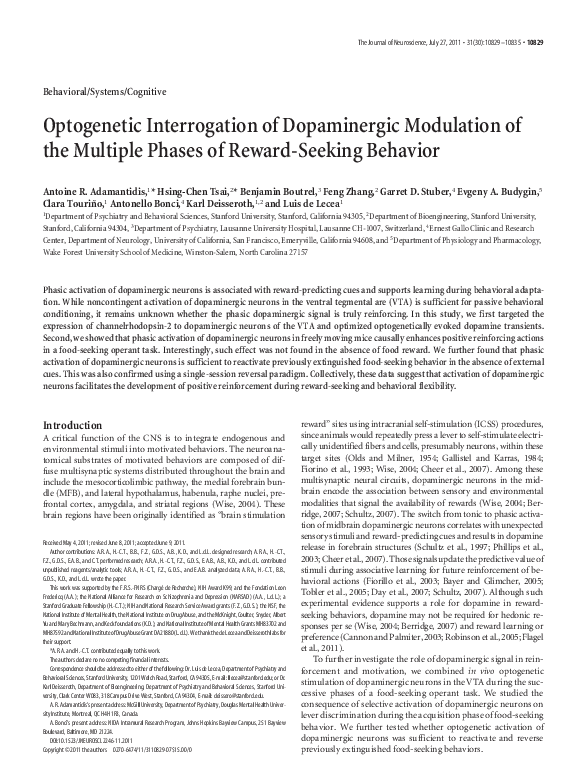 (PDF) Optogenetic Interrogation of Dopaminergic Modulation of the ...
