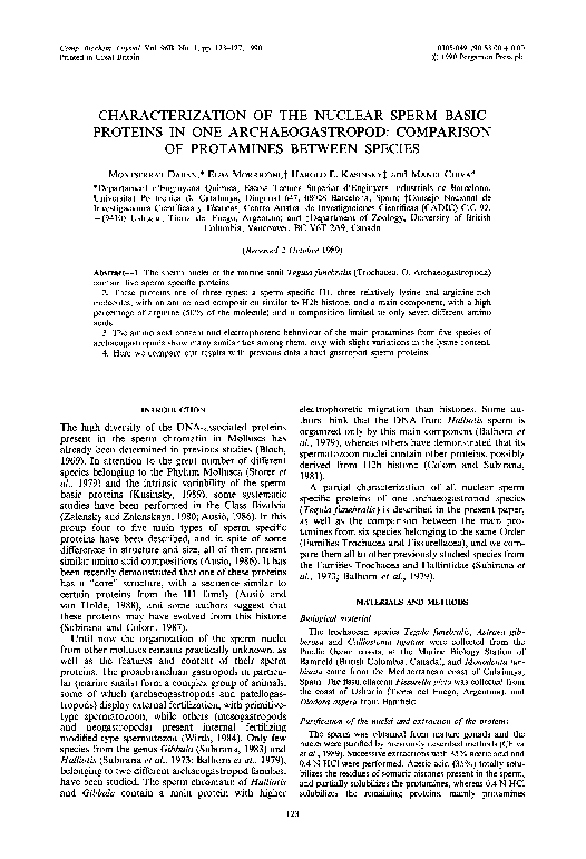 (PDF) Characterization of the nuclear sperm basic proteins in one ...