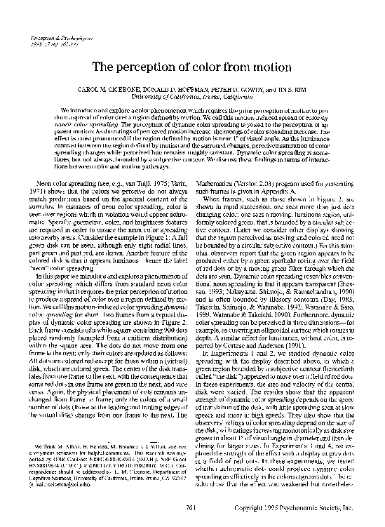 (PDF) The perception of color from motion