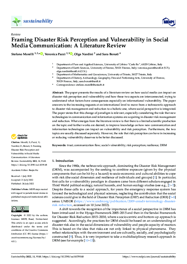 (PDF) Framing Disaster Risk Perception and Vulnerability in Social ...