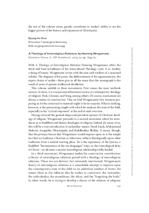 (PDF) A Theology of Interreligious Relations