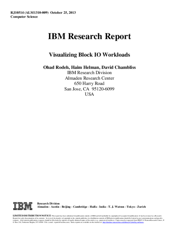 (PDF) Visualizing Block IO Workloads David Chambliss Academia.edu
