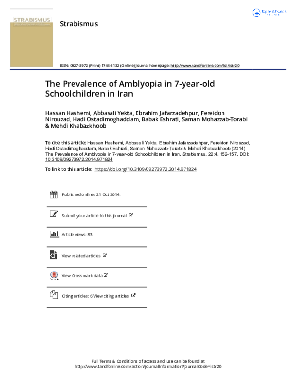 (PDF) The Prevalence of Amblyopia in 7-year-old Schoolchildren in Iran