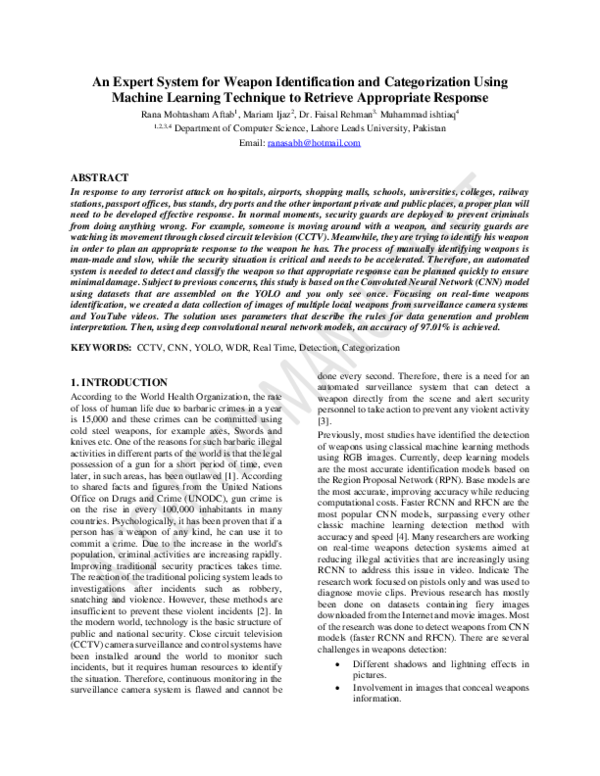 (PDF) An Expert System for Weapon Identification and Categorization ...