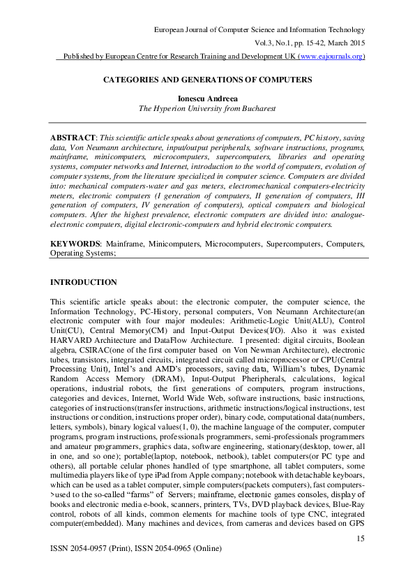 (PDF) Categories and Generations of Computers