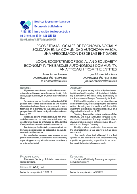 (PDF) Ecosistemas locales de economía social y solidaria en la ...