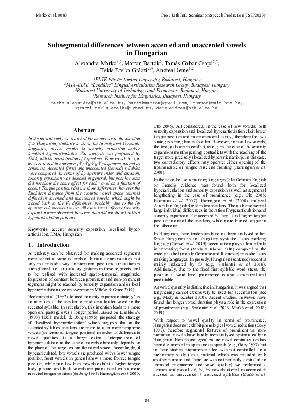 (PDF) Subsegmental differences between accented and unaccented vowels ...