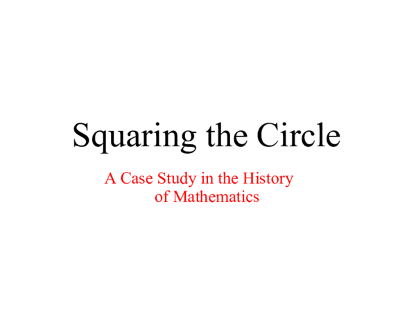 (PDF) Squaring the Circle