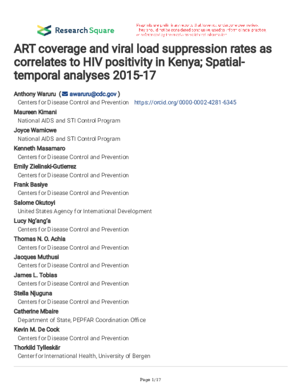 (PDF) ART coverage and viral load suppression rates as correlates to ...