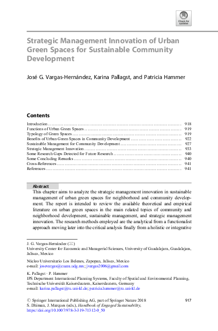 (PDF) Strategic Management Innovation of Urban Green Spaces for ... - Strategic Green Space Development