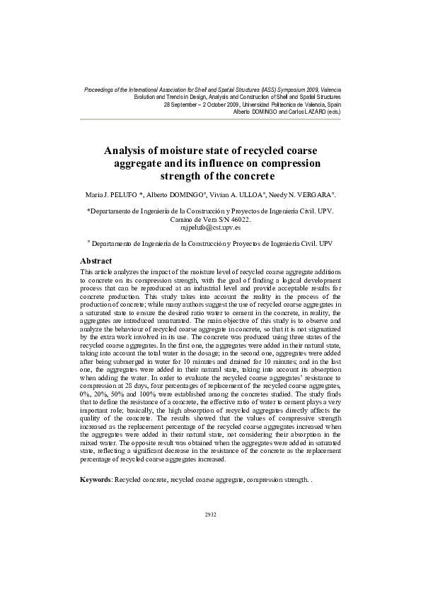 (PDF) Analysis of moisture state of recycled coarse aggregate and its ...