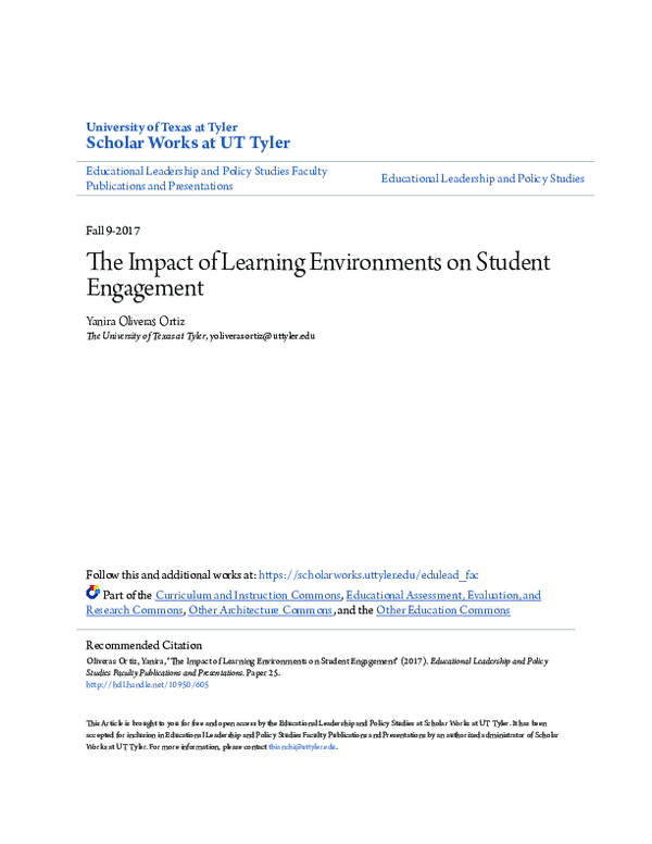 (PDF) The Impact of Learning Environments on Student Engagement