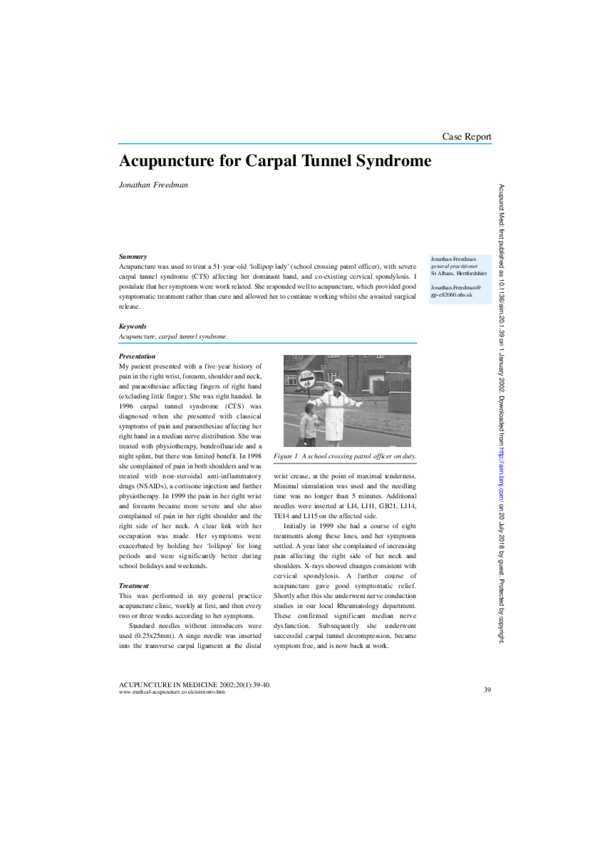 (PDF) Acupuncture for carpal tunnel syndrome Victor Tsan Academia.edu