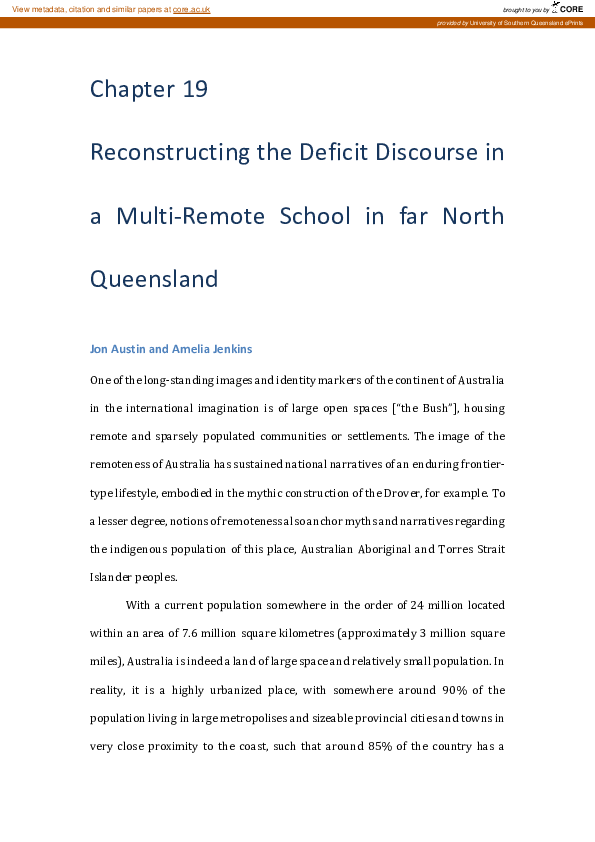 (PDF) Reconstructing the deficit discourse in a multi-remote school in ...
