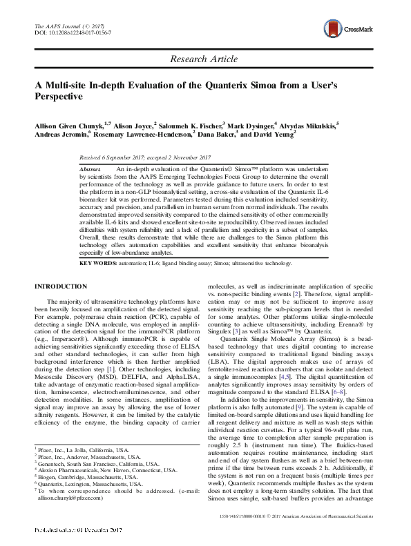 (PDF) A Multi-site In-depth Evaluation of the Quanterix Simoa from a ...
