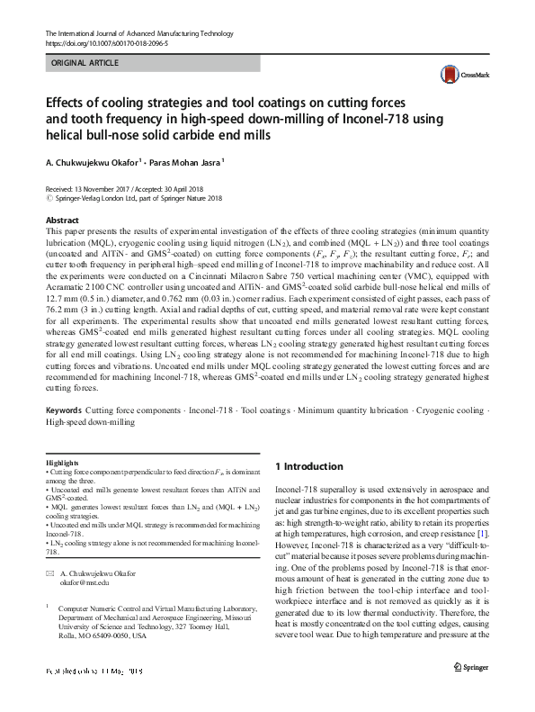 (PDF) Effects of cooling strategies and tool coatings on cutting forces ...