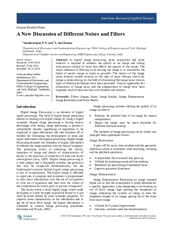 (PDF) A New Discussion of Different Noises and Filters