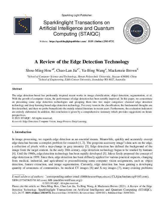(PDF) A Review of the Edge Detection Technology