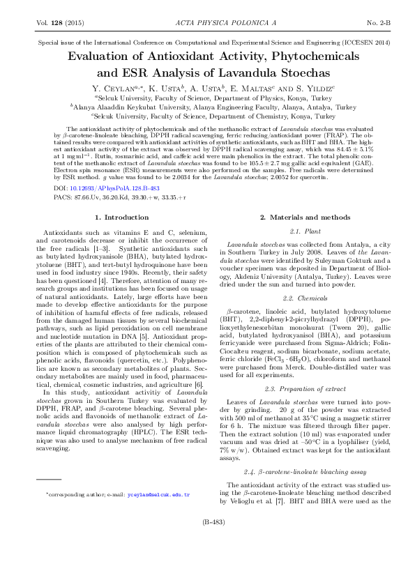 (PDF) Evaluation of antioxidant activity, phytochemical constituents ...