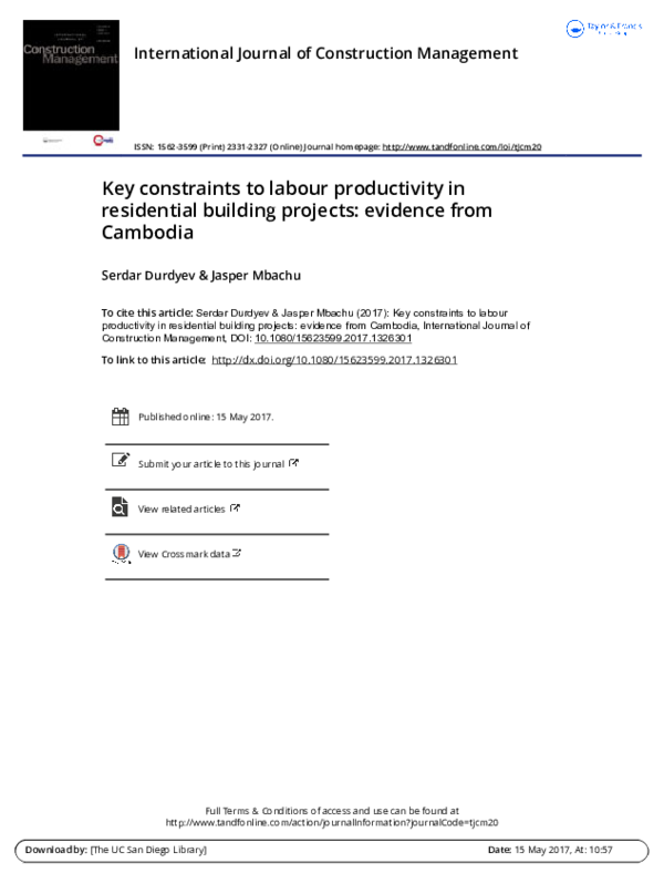 (PDF) Key constraints to labour productivity in residential building ...