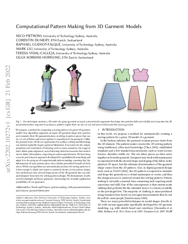 (PDF) Computational pattern making from 3D garment models