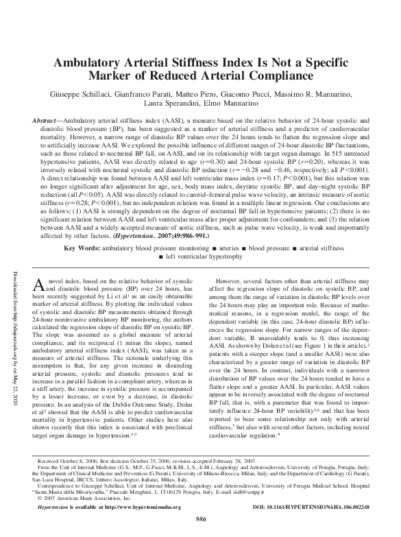 (PDF) Ambulatory Arterial Stiffness Index Is Not a Specific Marker of ...