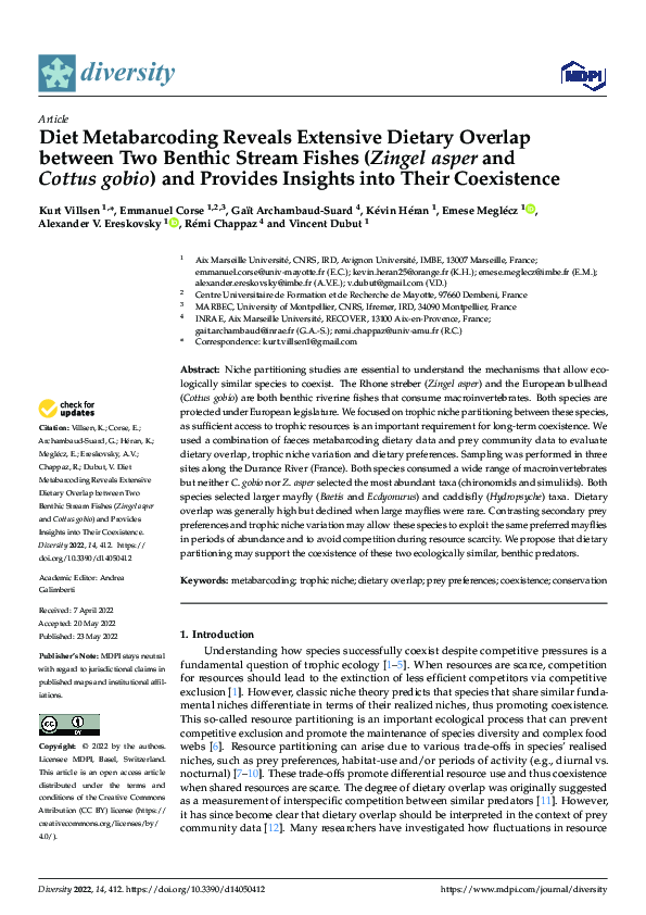 (PDF) Diet Metabarcoding Reveals Extensive Dietary Overlap between Two ...