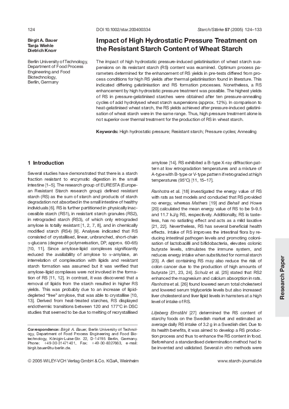 (PDF) Impact of High Hydrostatic Pressure Treatment on the Resistant ...