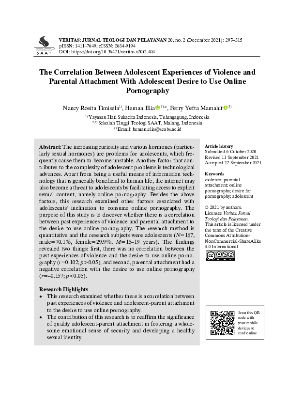 (PDF) The Correlation Between Adolescent Experiences of Violence and ...