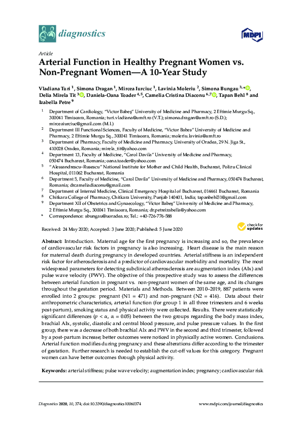 (PDF) Arterial Function in Healthy Pregnant Women vs. Non-Pregnant ...