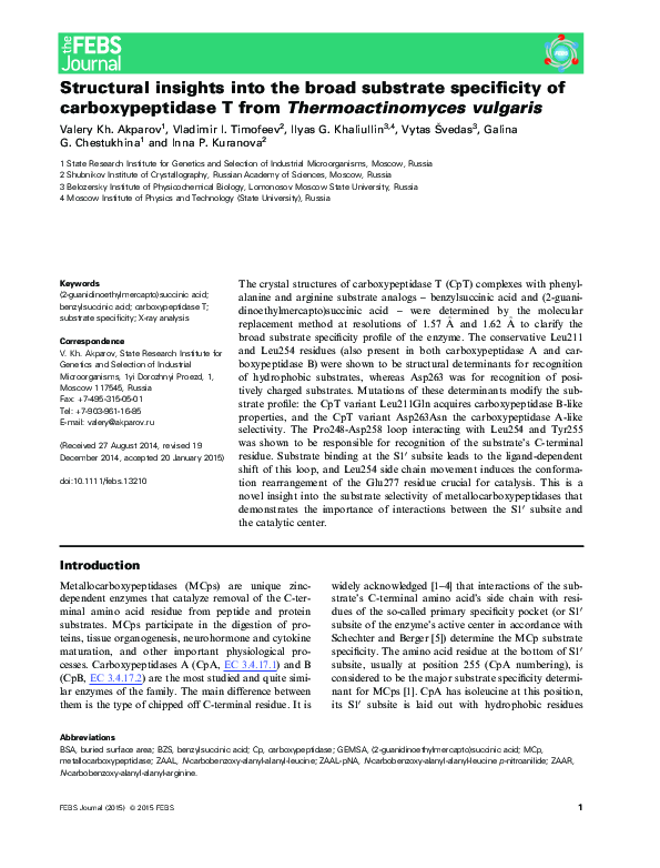 (PDF) Structural insights into the broad substrate specificity of ...