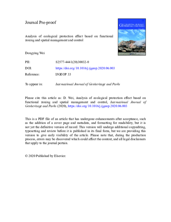 (PDF) Analysis of ecological protection effect based on functional ...