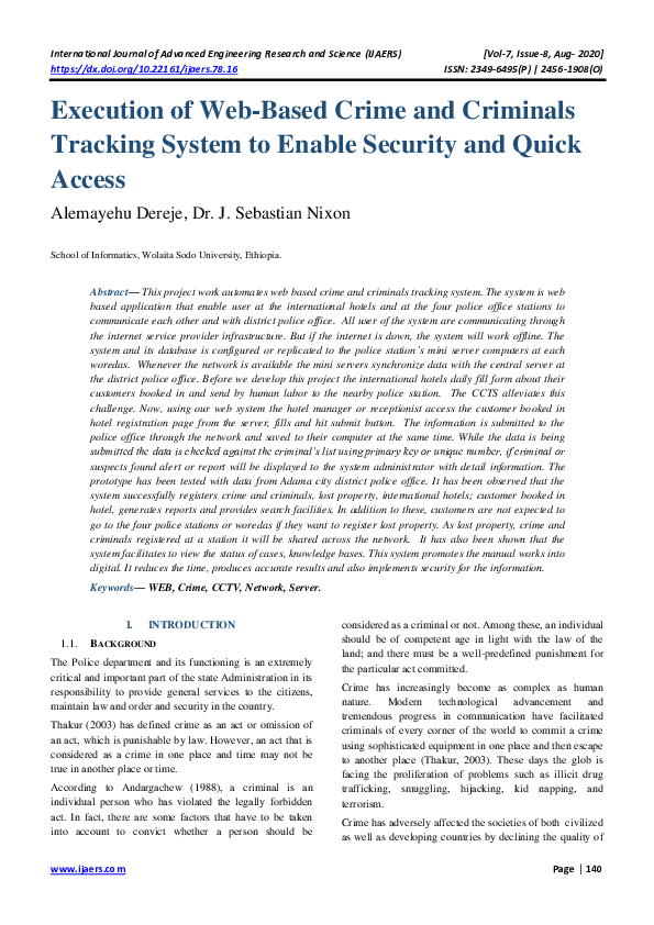 (PDF) Execution of Web-Based Crime and Criminals Tracking System to ...