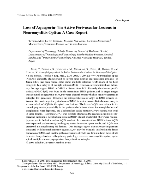 (PDF) Loss of Aquaporin-4 in Active Perivascular Lesions in ...