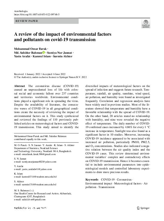 (PDF) A review of the impact of environmental factors and pollutants on ...