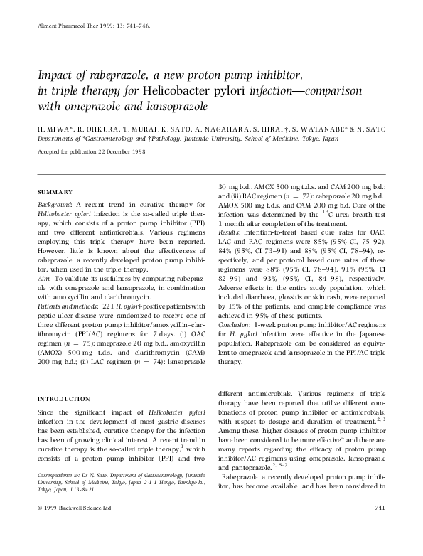 (PDF) Impact of rabeprazole, a new proton pump inhibitor, in triple ...