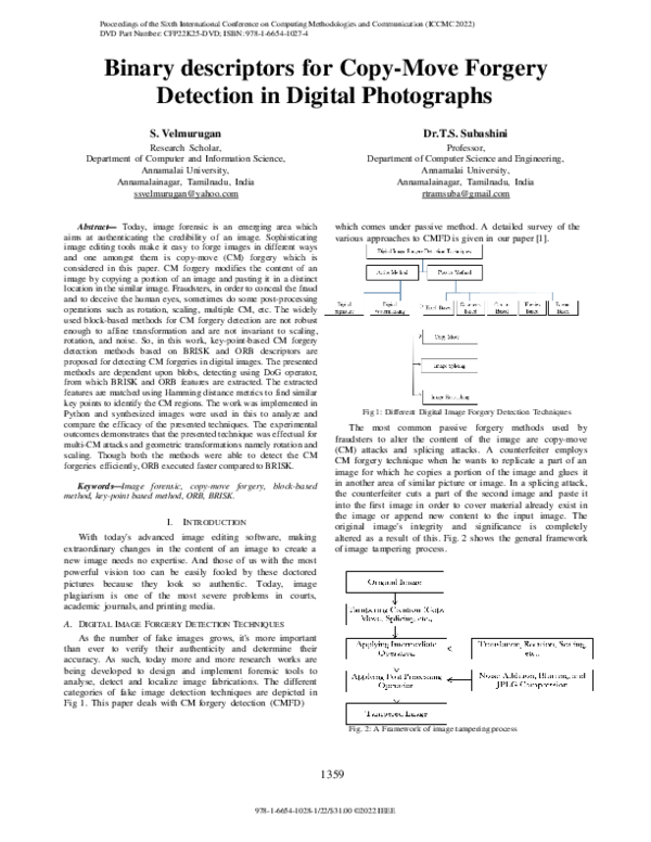 (PDF) Binary descriptors for Copy-Move Forgery Detection in Digital ...