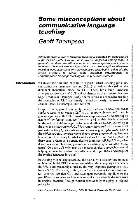 (PDF) Some misconceptions about communicative language teaching