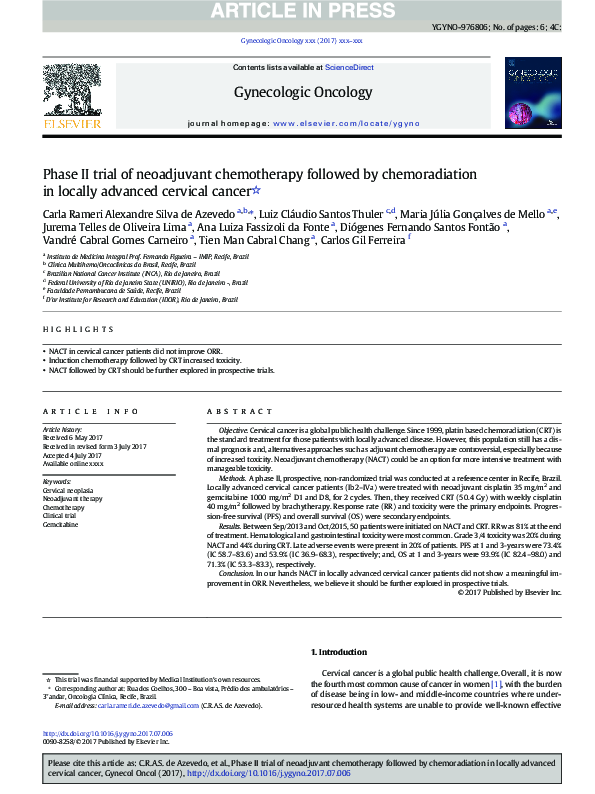(PDF) Phase II trial of neoadjuvant chemotherapy followed by ...